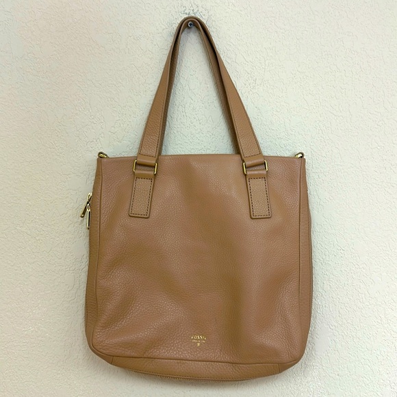 Fossil Handbags - Fossil Expansion Zipper pebbled leather Tan Handbag